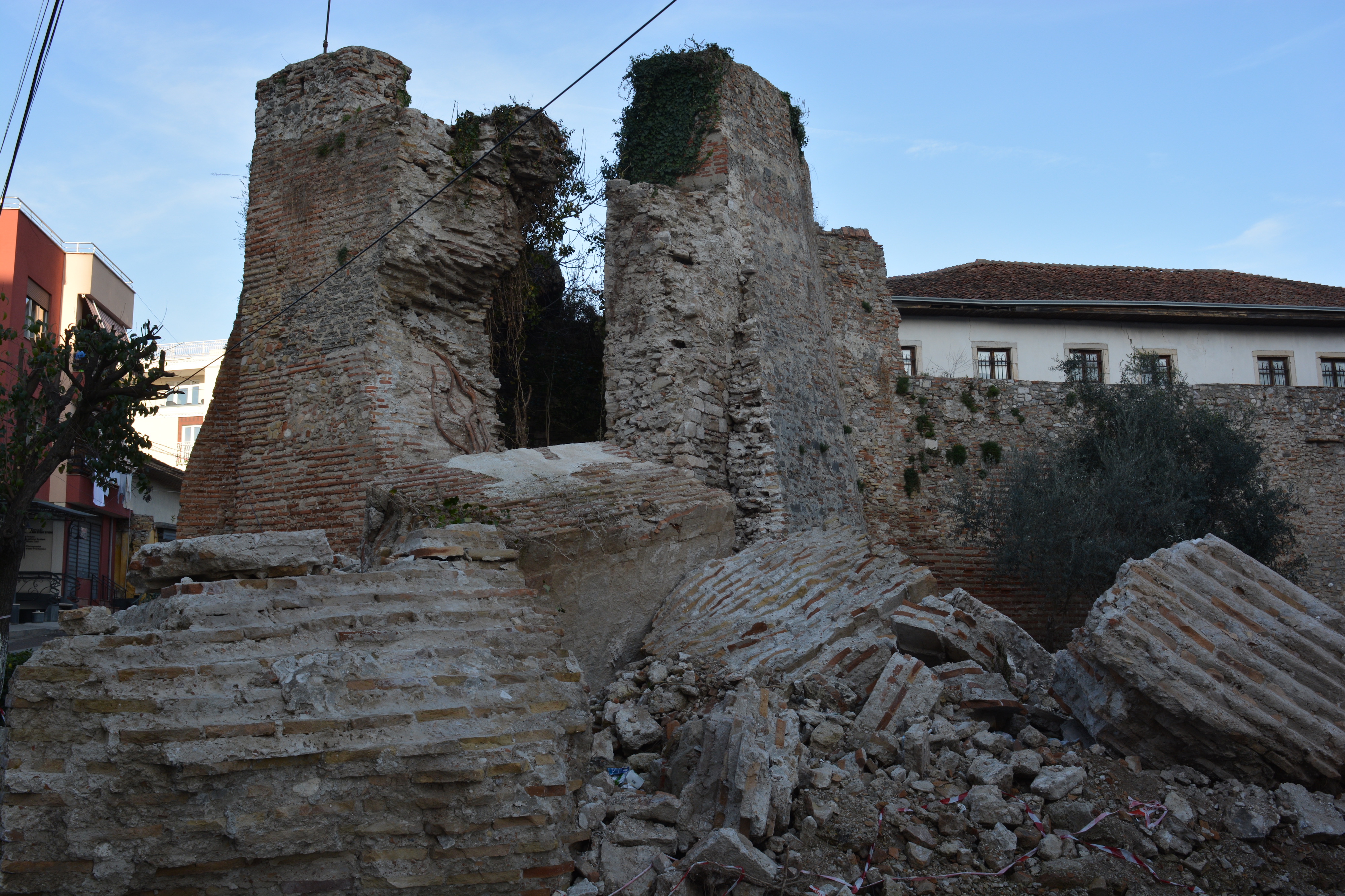 An old byzantine tower, broken down by the earthquake